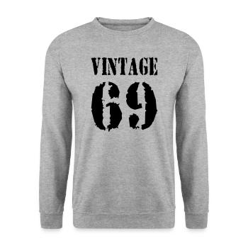 VINTAGE (1969) - Unisex Sweatshirt - salt & pepper - Front - Alina (178cm) & Michal (187cm)