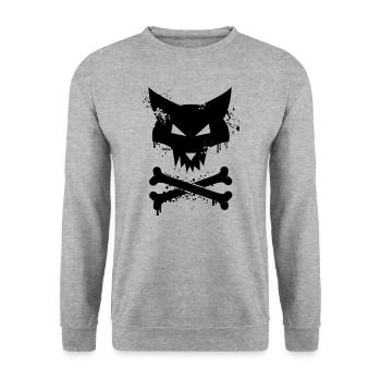Fox skull graffiti in black - Unisex Sweatshirt - salt & pepper - Front - Alina (178cm) & Michal (187cm)