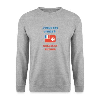 J’peux pas, j’suis à Wallis et Futuna - Sweat-shirt Unisexe - gris chiné - Devant - Alina (178cm) & Michal (187cm)