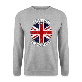 BritishRock Invasion - Unisex Pullover - Weißgrau meliert - Vorne - Alina (178cm) & Michal (187cm)