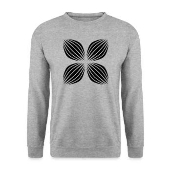 Op-Art Blume / schwarz - Unisex Pullover - Weißgrau meliert - Vorne - Alina (178cm) & Michal (187cm)