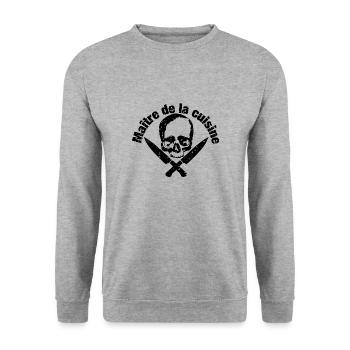 Couteau de crâne de chef | chef cuisinier - Sweat-shirt Unisexe - gris chiné - Devant - Alina (178cm) & Michal (187cm)