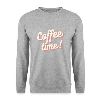 Kaffeezeit - Unisex Pullover - Weißgrau meliert - Vorne - Alina (178cm) & Michal (187cm)