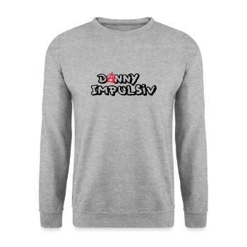 DANNY PUNK SCHRIFT SCHWARZ - Unisex Pullover - Weißgrau meliert - Vorne - Alina (178cm) & Michal (187cm)