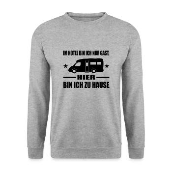 Camping - Unisex Pullover - Weißgrau meliert - Vorne - Alina (178cm) & Michal (187cm)