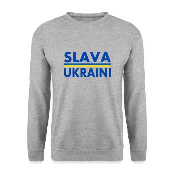 Slava ukraini - Unisex Pullover - Weißgrau meliert - Vorne - Alina (178cm) & Michal (187cm)