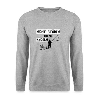 Angeln - Unisex Pullover - Weißgrau meliert - Vorne - Alina (178cm) & Michal (187cm)