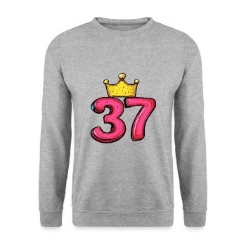 37 Number Krone - Unisex Sweatshirt - salt & pepper - Front - Alina (178cm) & Michal (187cm)