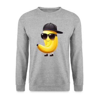 Cool Banana Gangster - Hip Hop Style Design - Sweat-shirt Unisexe - gris chiné - Devant - Alina (178cm) & Michal (187cm)
