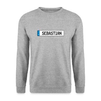 Sebastian Étiquette cadeau - Sweat-shirt Unisexe - gris chiné - Devant - Alina (178cm) & Michal (187cm)