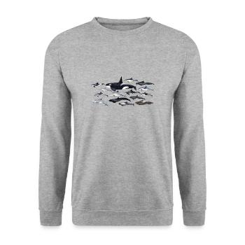 Delphine - Delphine - Dauphins - Delphinidae - Unisex Pullover - Weißgrau meliert - Vorne - Alina (178cm) & Michal (187cm)