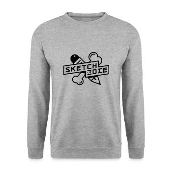 Sketch or Die Bone (BW edition) - Unisex Sweatshirt - salt & pepper - Front - Alina (178cm) & Michal (187cm)