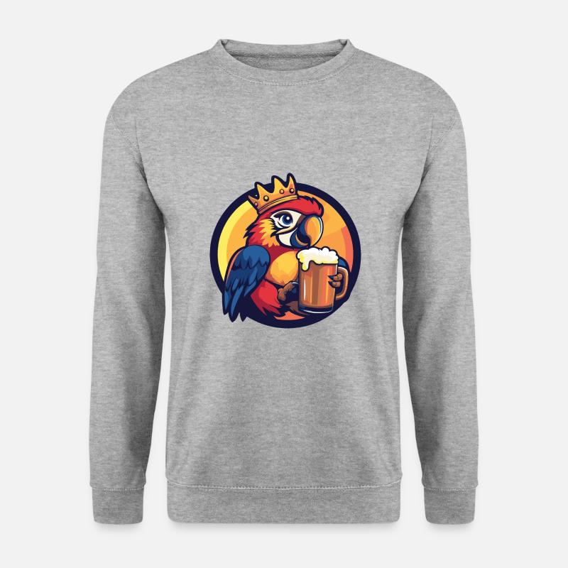 Papagai Bier Comic - Unisex Pullover - Weißgrau meliert