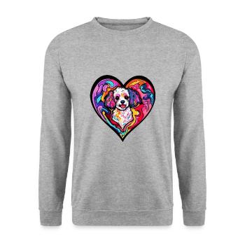 Poodle Hund Herz Liebe - Unisex Pullover - Weißgrau meliert - Vorne - Alina (178cm) & Michal (187cm)