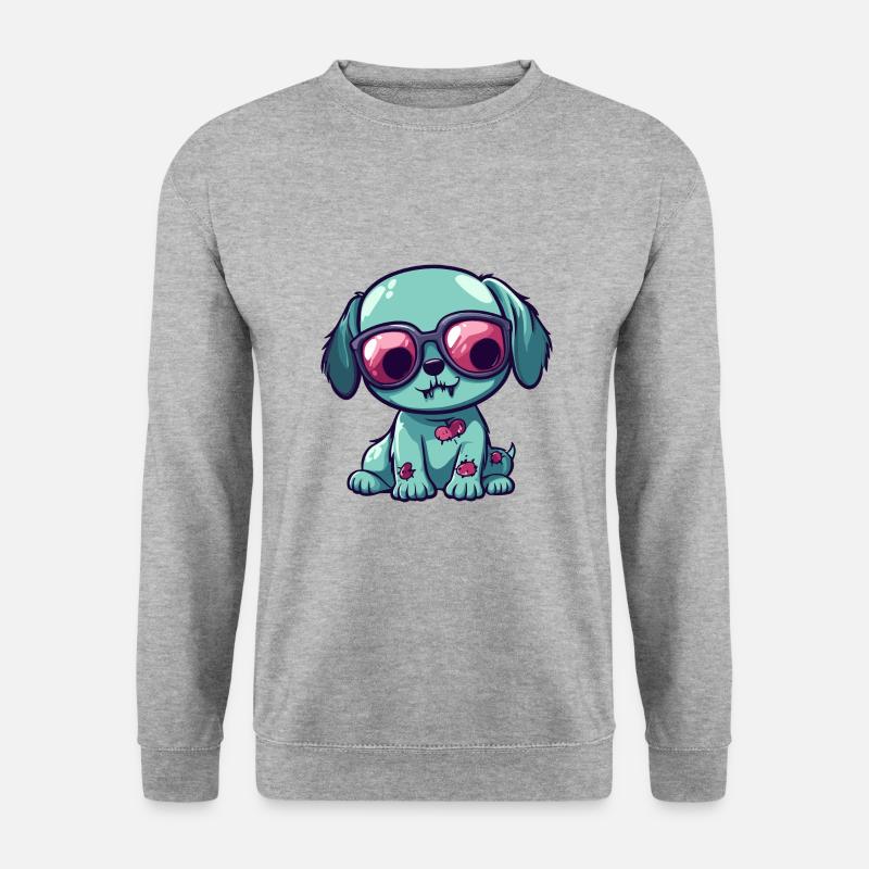 Hund Halloween Zombie - Unisex Pullover - Weißgrau meliert