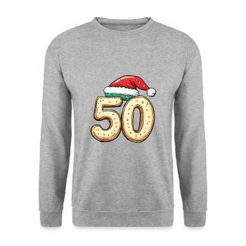50 Numéro Noël - Sweat-shirt Unisexe - gris chiné - Devant - Alina (178cm) & Michal (187cm)