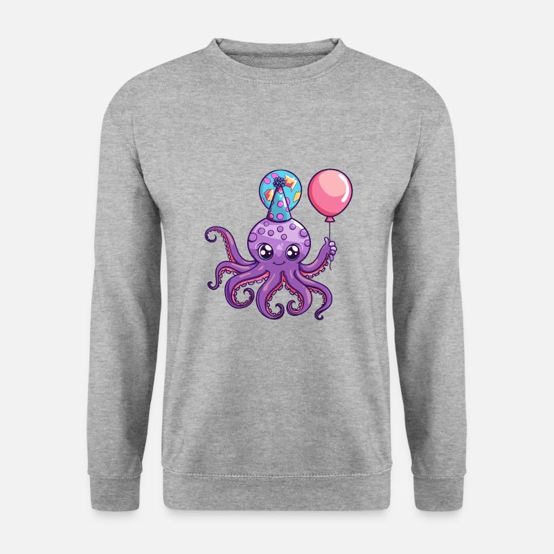 Oktopus Geburtstag Baby - Unisex Pullover - Weißgrau meliert
