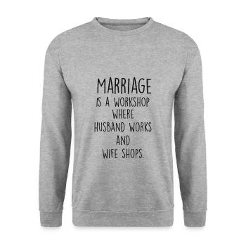 Hochzeit Heiraten Ehe Hochzeitstag Geschenk - Unisex Pullover - Weißgrau meliert - Vorne - Alina (178cm) & Michal (187cm)