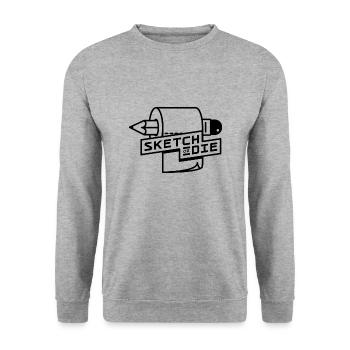 Sketch or Die Toilet Roll (BW edition) - Unisex Sweatshirt - salt & pepper - Front - Alina (178cm) & Michal (187cm)