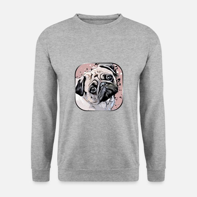 Mops - Unisex Pullover - Weißgrau meliert