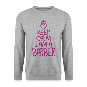 Gardez calmer Barbier cool Barbier Cadeau - Sweat-shirt Unisexe - gris chiné - Devant - Alina (178cm) & Michal (187cm)