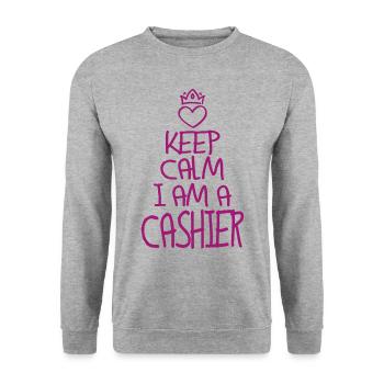 Keep Calm Cashier Cool Cashier Gift - Unisex Sweatshirt - salt & pepper - Front - Alina (178cm) & Michal (187cm)