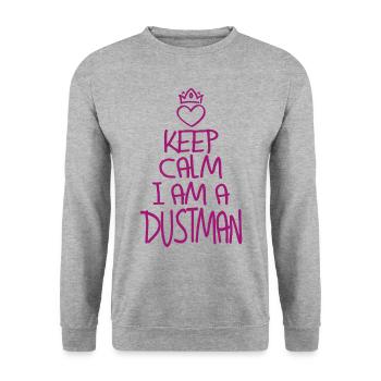 Keep Calm Müllmann cool Geschenk - Unisex Pullover - Weißgrau meliert - Vorne - Alina (178cm) & Michal (187cm)