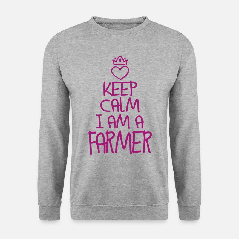 Keep Calm Landwirt cool Geschenk Bauer - Unisex Pullover - Weißgrau meliert