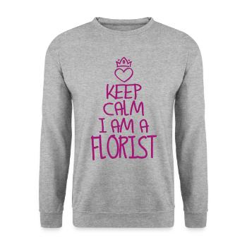 Keep Calm Florst cool Florist Gift - Unisex Sweatshirt - salt & pepper - Front - Alina (178cm) & Michal (187cm)