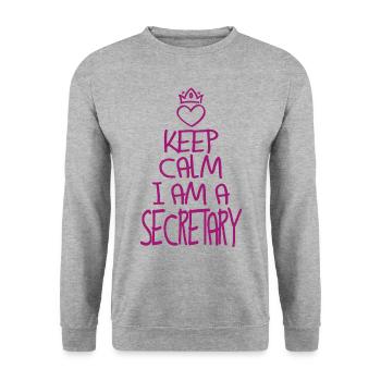Keep Calm Sekretär cool Sekretär Geschenk - Unisex Pullover - Weißgrau meliert - Vorne - Alina (178cm) & Michal (187cm)