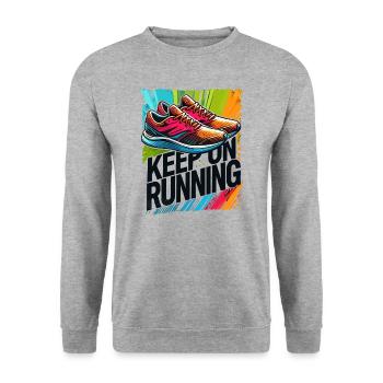 keep on running Running Shoes Runner Jogging Runner - Unisex Sweatshirt - salt & pepper - Front - Alina (178cm) & Michal (187cm)