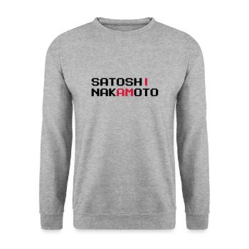 I AM SATOSHI NAKAMOTO - Unisex Sweatshirt - salt & pepper - Front - Alina (178cm) & Michal (187cm)