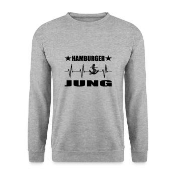 Hamburg - Unisex Pullover - Weißgrau meliert - Vorne - Alina (178cm) & Michal (187cm)