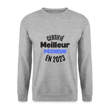 certifié meilleur pêcheur en 2023 - Sweat-shirt Unisexe - gris chiné - Devant - Alina (178cm) & Michal (187cm)