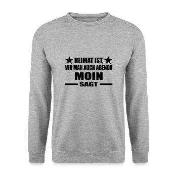 Moin - Unisex Pullover - Weißgrau meliert - Vorne - Alina (178cm) & Michal (187cm)