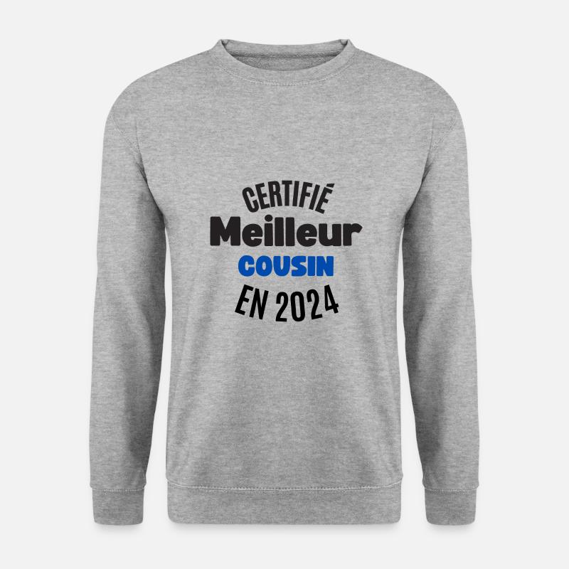 Zertifizierter bester Cousin im Jahr 2024 - Unisex Pullover - Weißgrau meliert