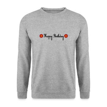 ALLES GUTE ZUM GEBURTSTAG. ALLES GUTE ZUM GEBURTSTAG. JAHRESTAG. - Unisex Pullover - Weißgrau meliert - Vorne - Alina (178cm) & Michal (187cm)
