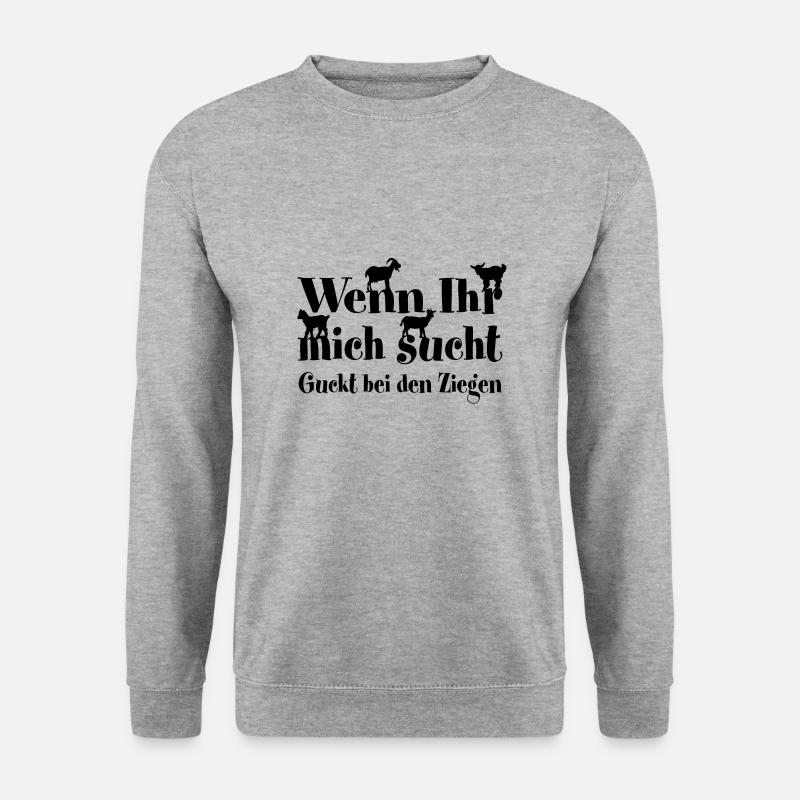 Meine Ziegen | bei den Ziegen - Unisex Pullover - Weißgrau meliert