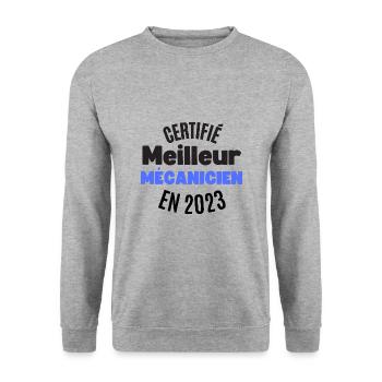 certifié meilleur mécanicien en 2023 - Sweat-shirt Unisexe - gris chiné - Devant - Alina (178cm) & Michal (187cm)