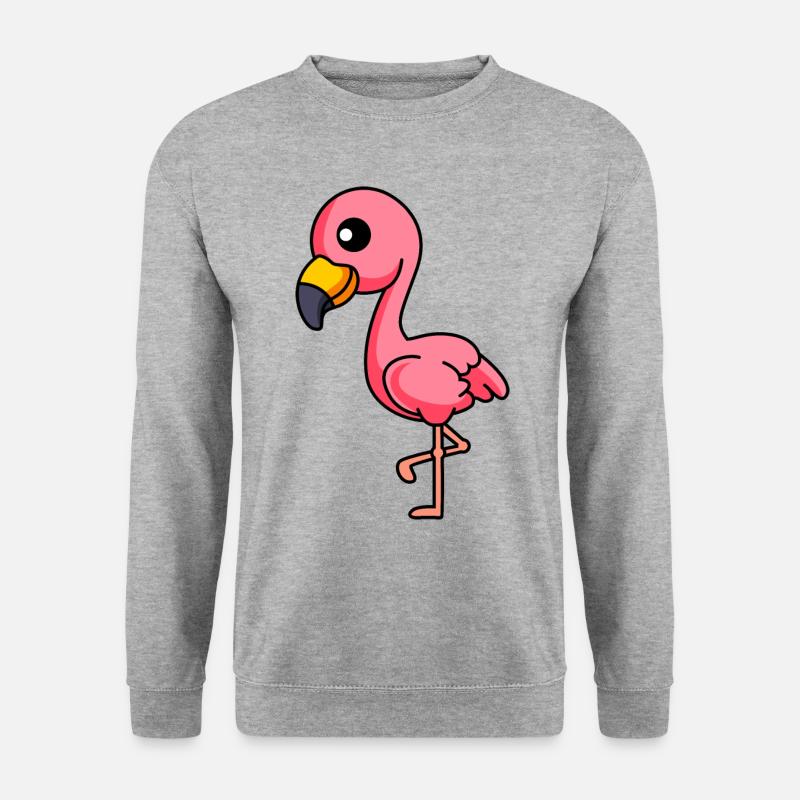 Flamingo Comic Tier - Unisex Pullover - Weißgrau meliert