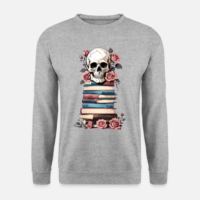 Bücherstapel - Unisex Pullover - Weißgrau meliert