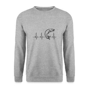 Hecht - Unisex Pullover - Weißgrau meliert - Vorne - Alina (178cm) & Michal (187cm)