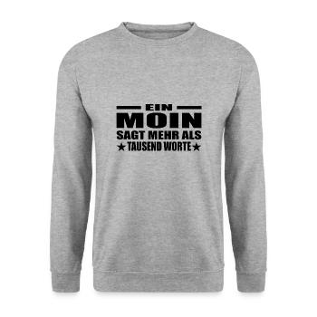 Moin - Unisex Pullover - Weißgrau meliert - Vorne - Alina (178cm) & Michal (187cm)