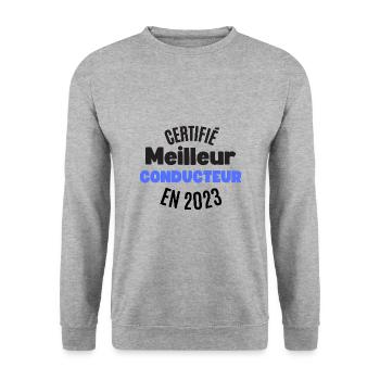 certifié meilleur conducteur en 2023 - Sweat-shirt Unisexe - gris chiné - Devant - Alina (178cm) & Michal (187cm)