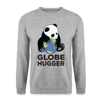 Globe Hugger Panda Hugging Planet Earth Save Nature - Unisex Sweatshirt - salt & pepper - Front - Alina (178cm) & Michal (187cm)