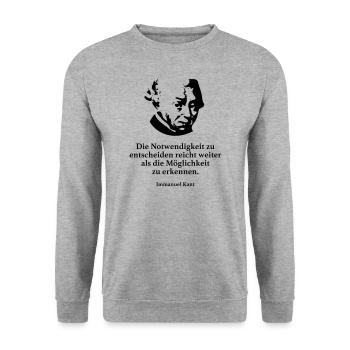 Kant: Die Notwendigkeit zu entscheiden reicht wei - Unisex Pullover - Weißgrau meliert - Vorne - Alina (178cm) & Michal (187cm)