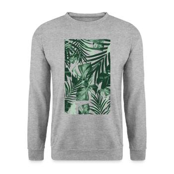 Tropical Leaves - Unisex Pullover - Weißgrau meliert - Vorne - Alina (178cm) & Michal (187cm)