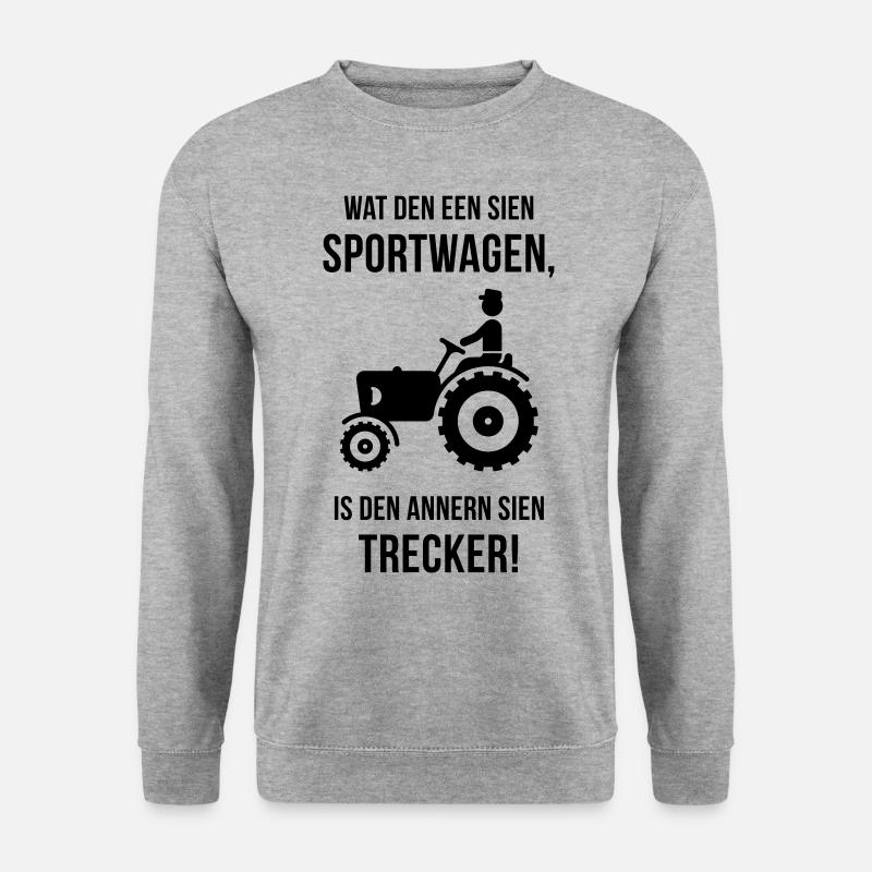 Dat is mien Trecker! (Plattdeutsch / Plattdüütsch) - Unisex Pullover - Weißgrau meliert