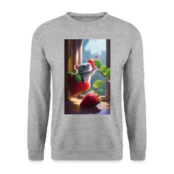 The mouse and the strawberries - Unisex Sweatshirt - salt & pepper - Front - Alina (178cm) & Michal (187cm)