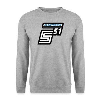 Emblème électronique Simson S51 (couleurs changeantes) - Sweat-shirt Unisexe - gris chiné - Devant - Alina (178cm) & Michal (187cm)